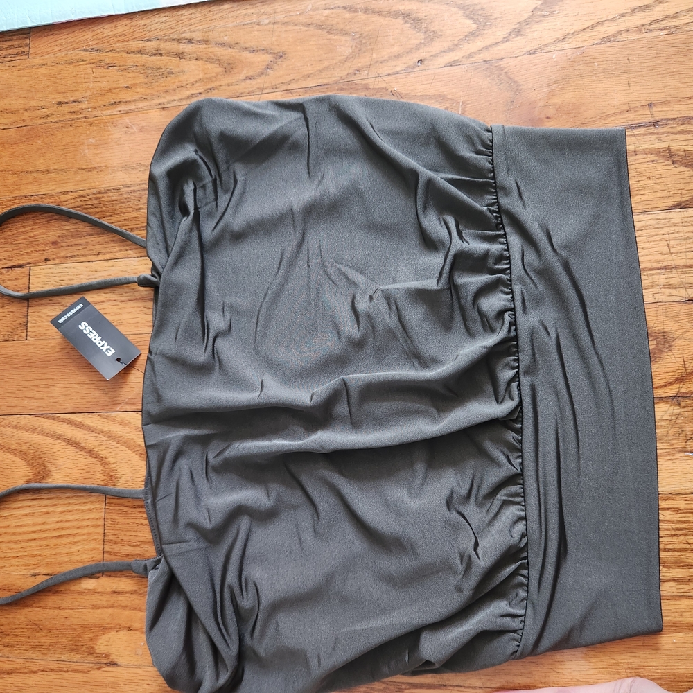 Express Gray Strapless Top
